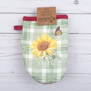 Kitchen Oven Mitt Grabber Sunflower Splendor Green Plaid